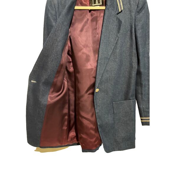 Jag USA Piped Lined Women Sz 6 Blue Denim Blazer Jacket Career Classy Retro - Picture 6 of 10